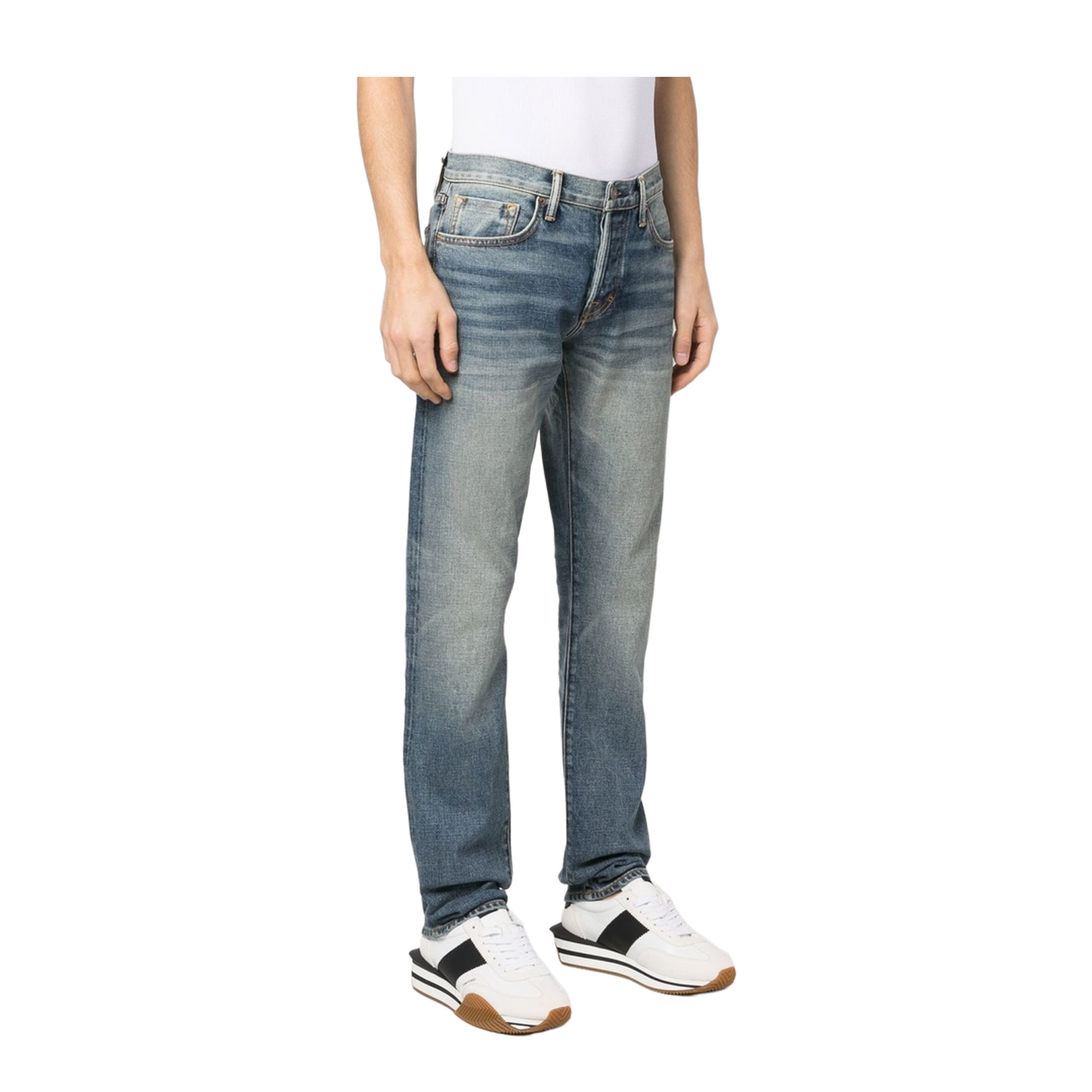 Light Blue Cotton Blend Jeans