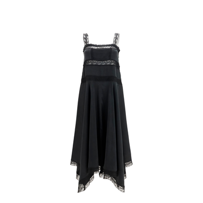 MAYFEYR - Ganni - Silk Maxi Dress With Lace Details - A1030668099