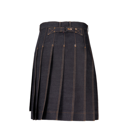 MAYFEYR - Thom Browne - Bermuda Length Classic 5-Pocket Pleated Skirt In Lightweight Japanese Selvedge Denim - FGCA49AF1249415