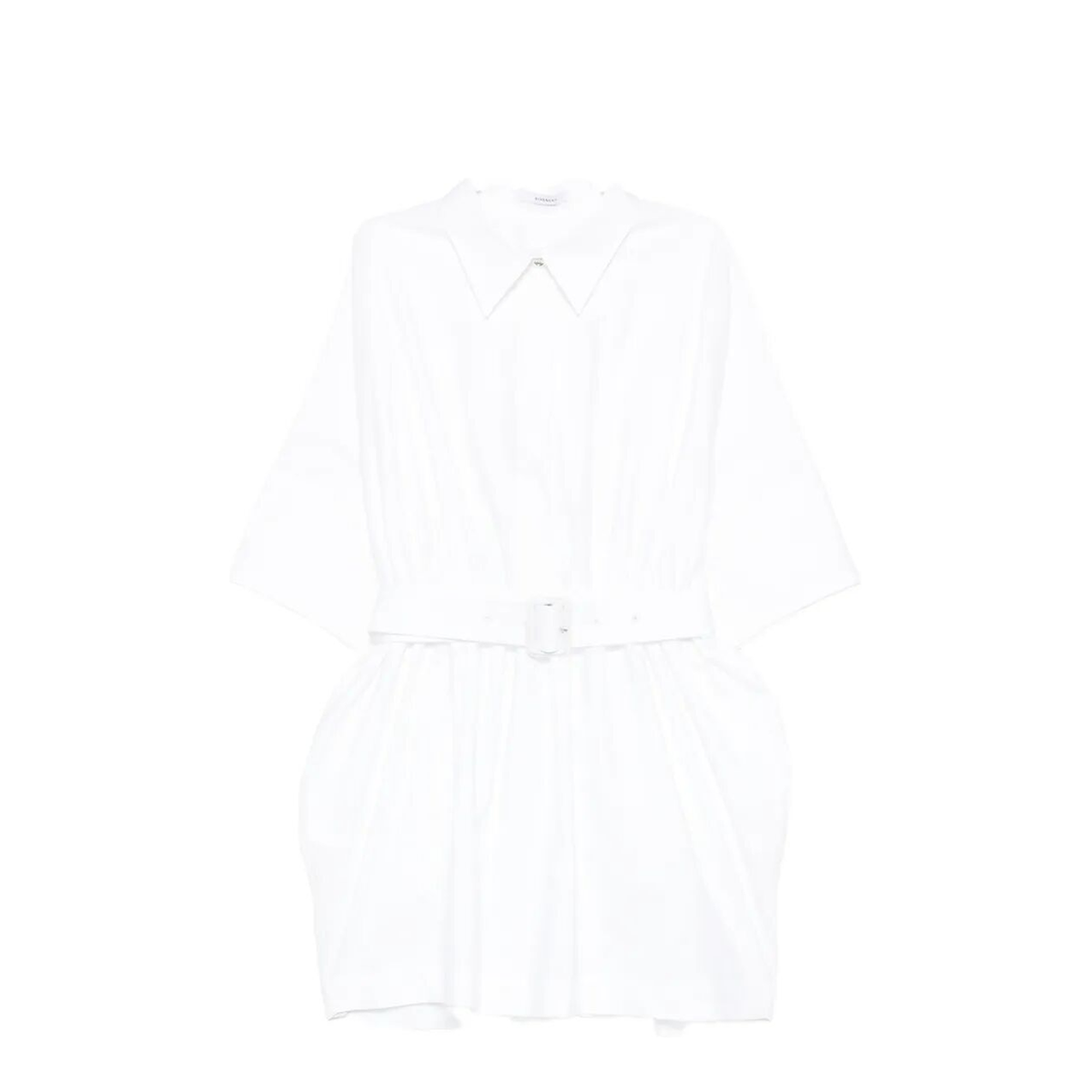 Mini Chemisier Dress in White Poplin