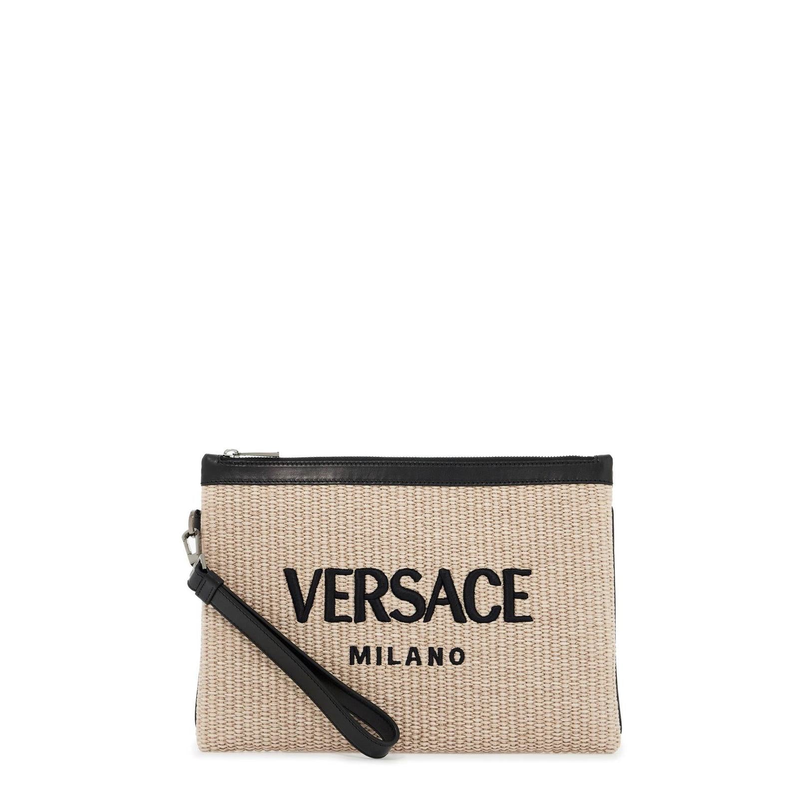 Versace raffia pouch for