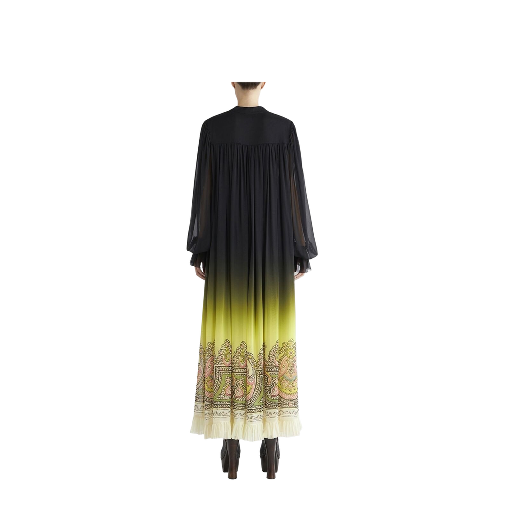 Gradient Effect Paisley-Print Silk Dress