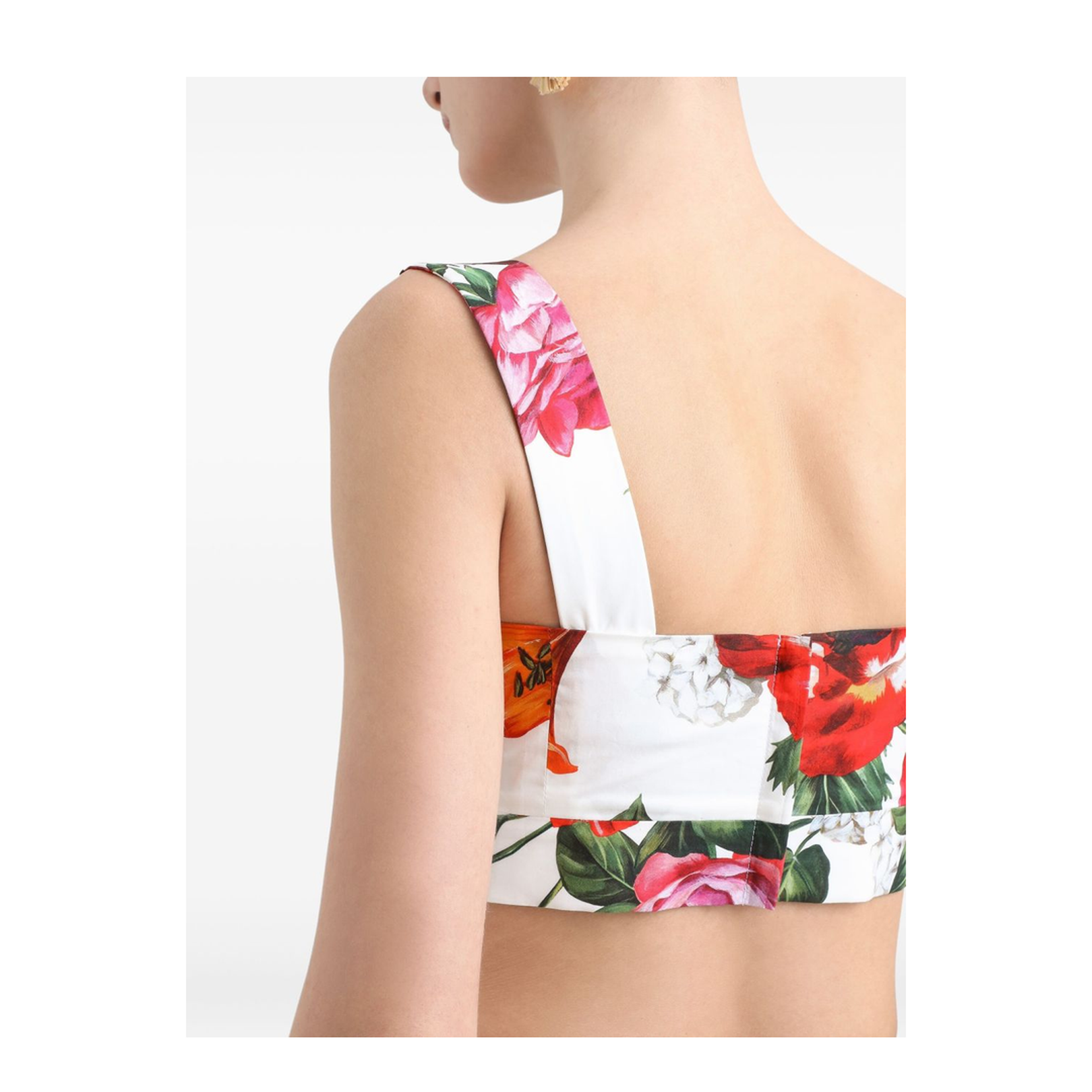 Flower-print Poplin Top