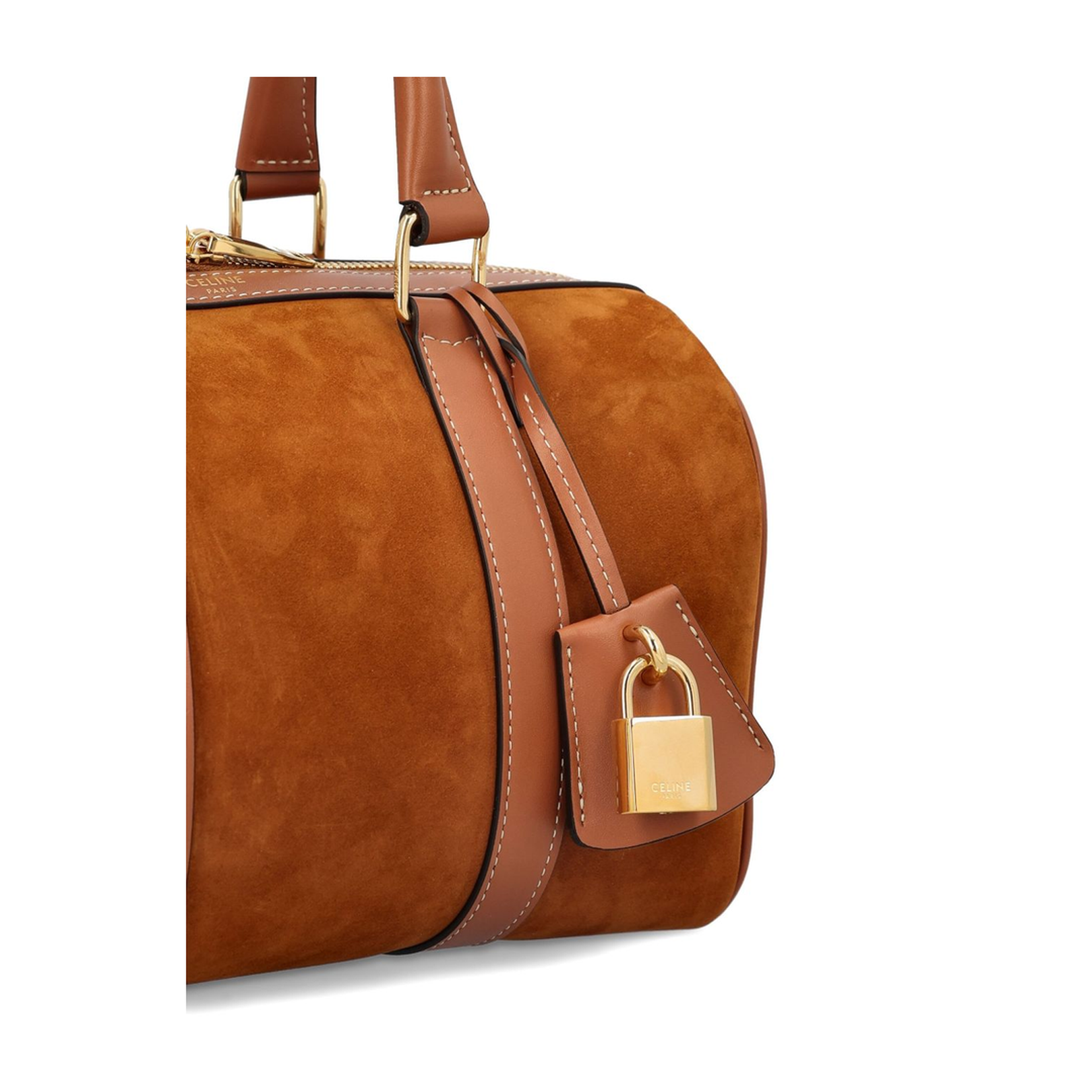 Medium Boston Nubuck Calfskin Handbag Brown