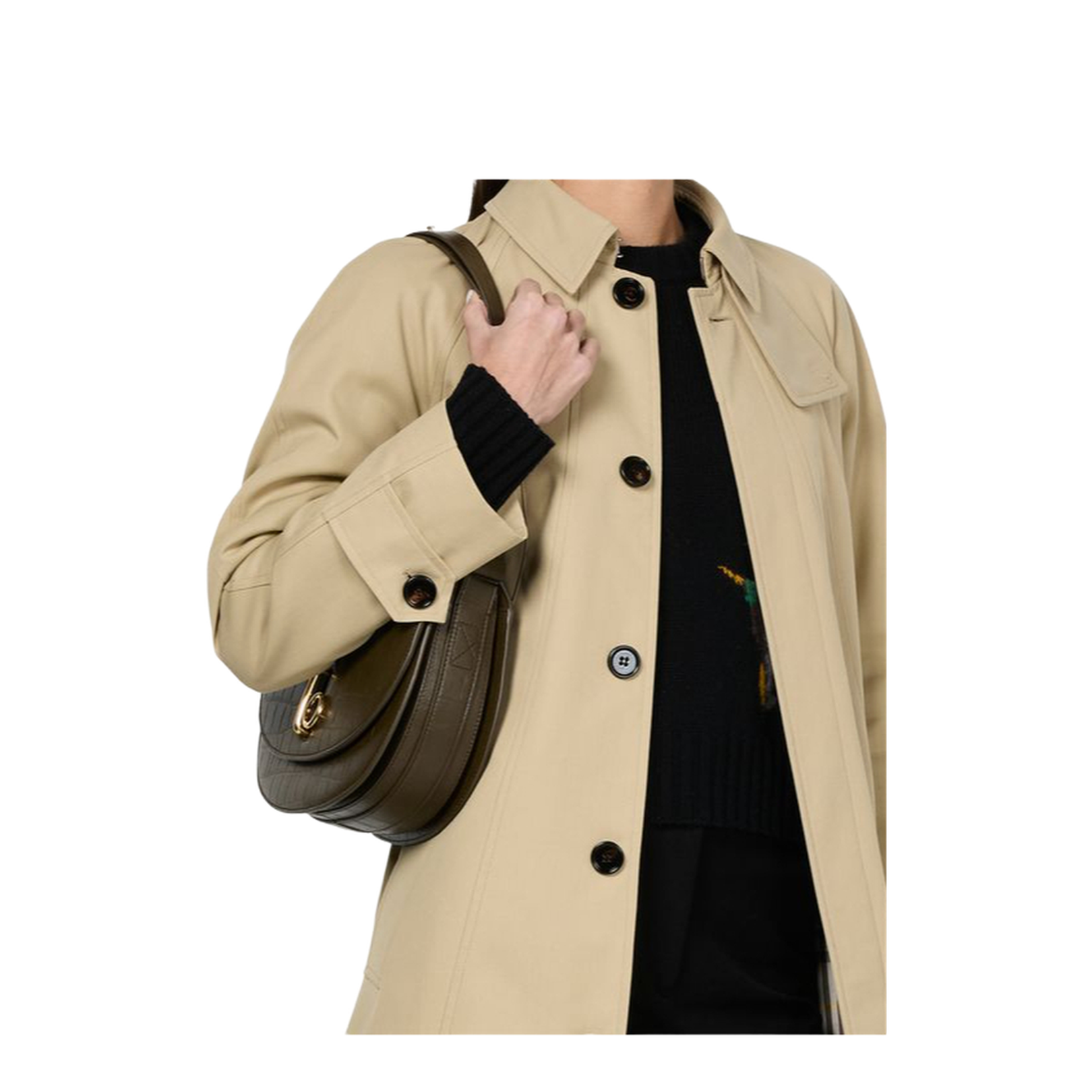 Flap Design Handbag with Gold Accents