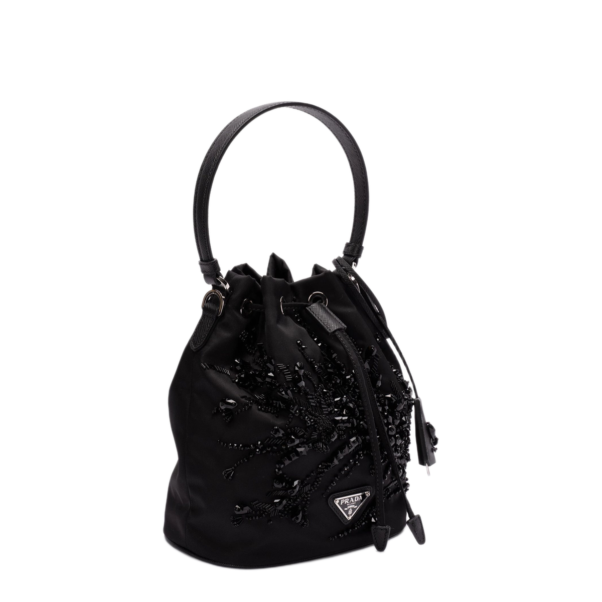 Re-Nylon Small Recycled Polyamide Bucket Bag - Black