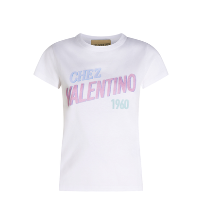 White Cotton T-Shirt With Logo Print