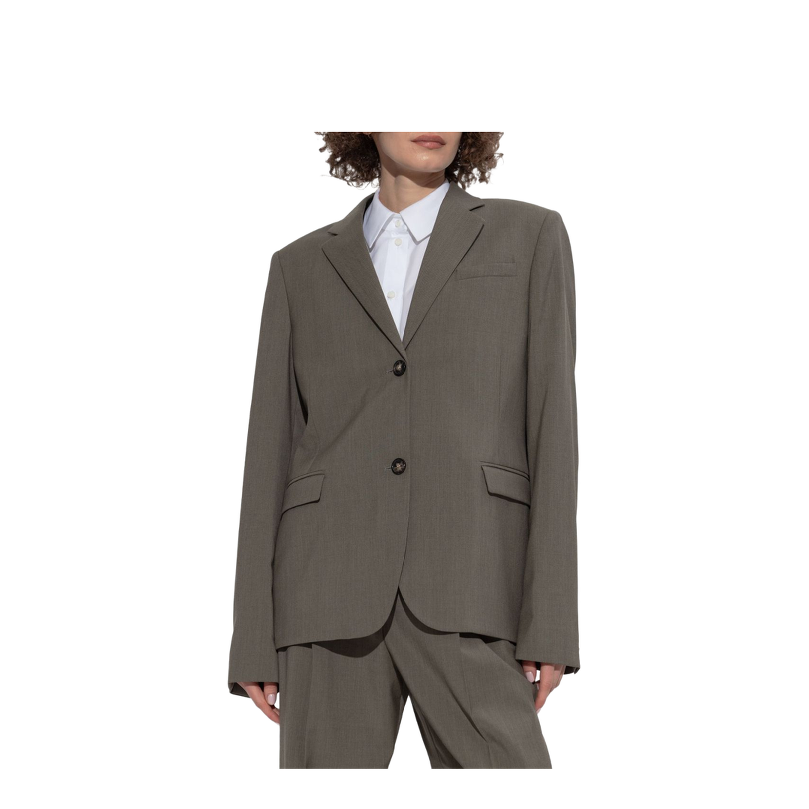 Khaki Green Front Button Fastening Blazer