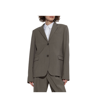 Khaki Green Front Button Fastening Blazer