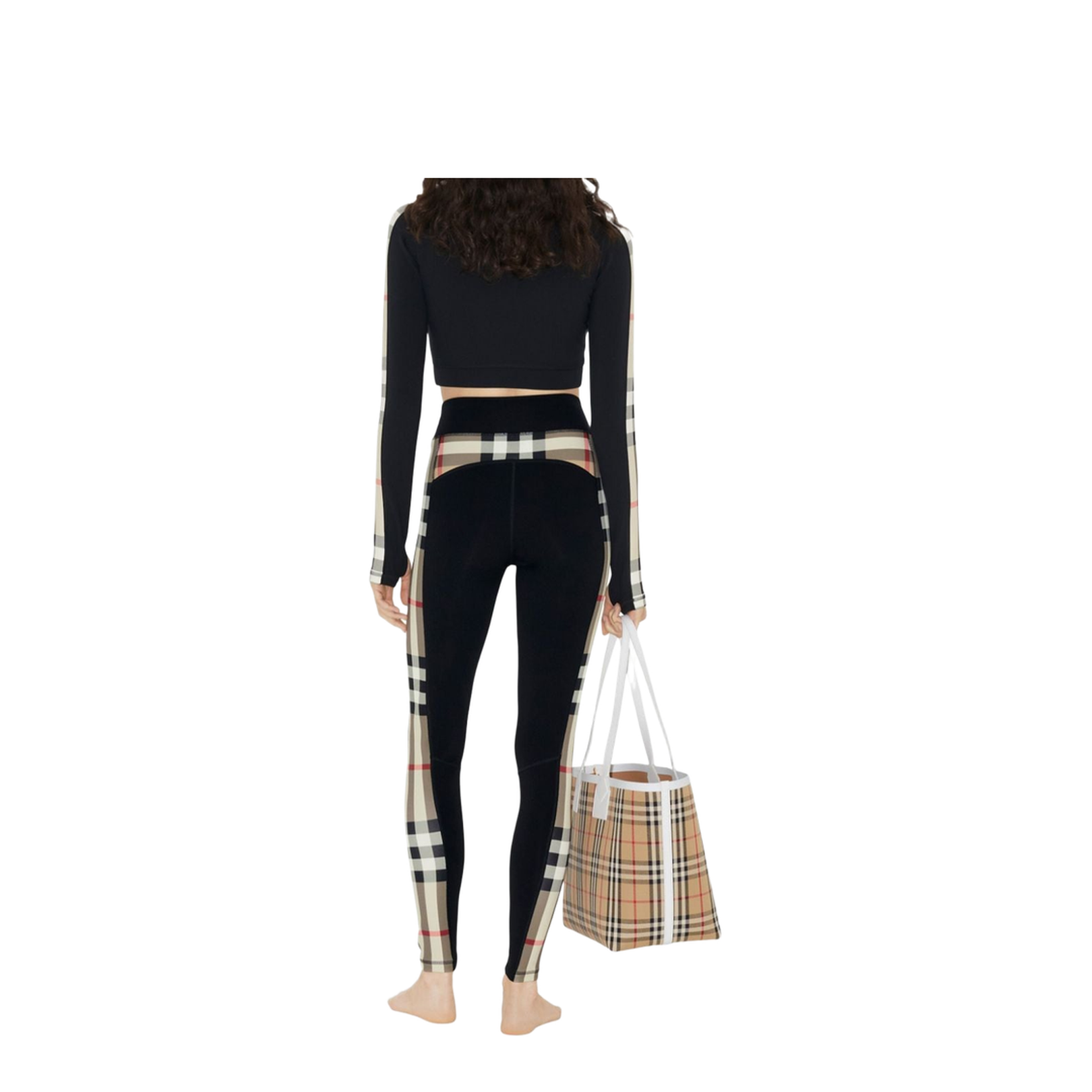 Check Motif Leggings - Black