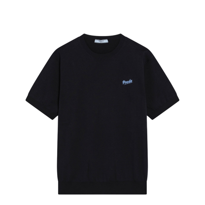 Blue Silk-Blend Sweater with Logo
