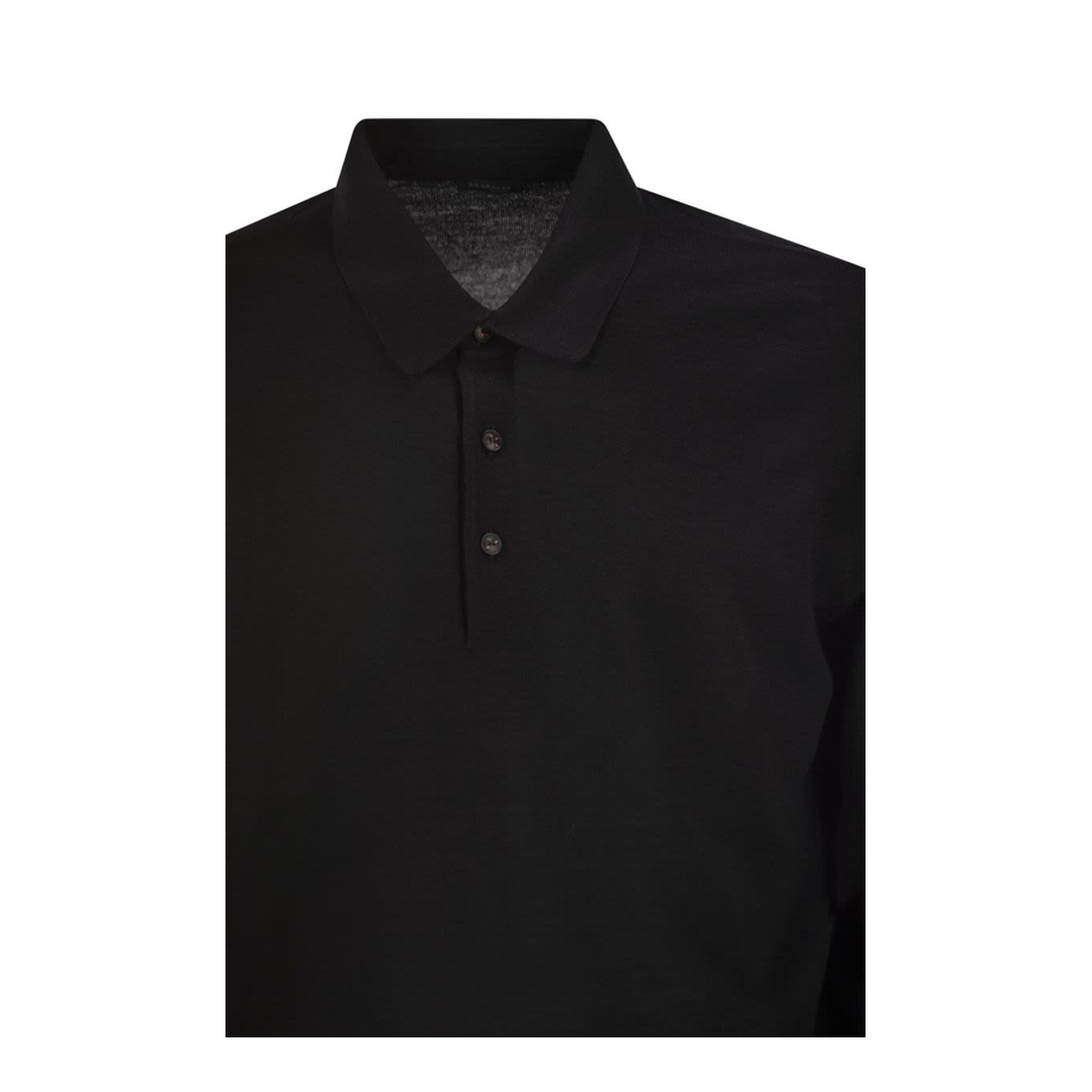 Long-sleeved wool polo shirt