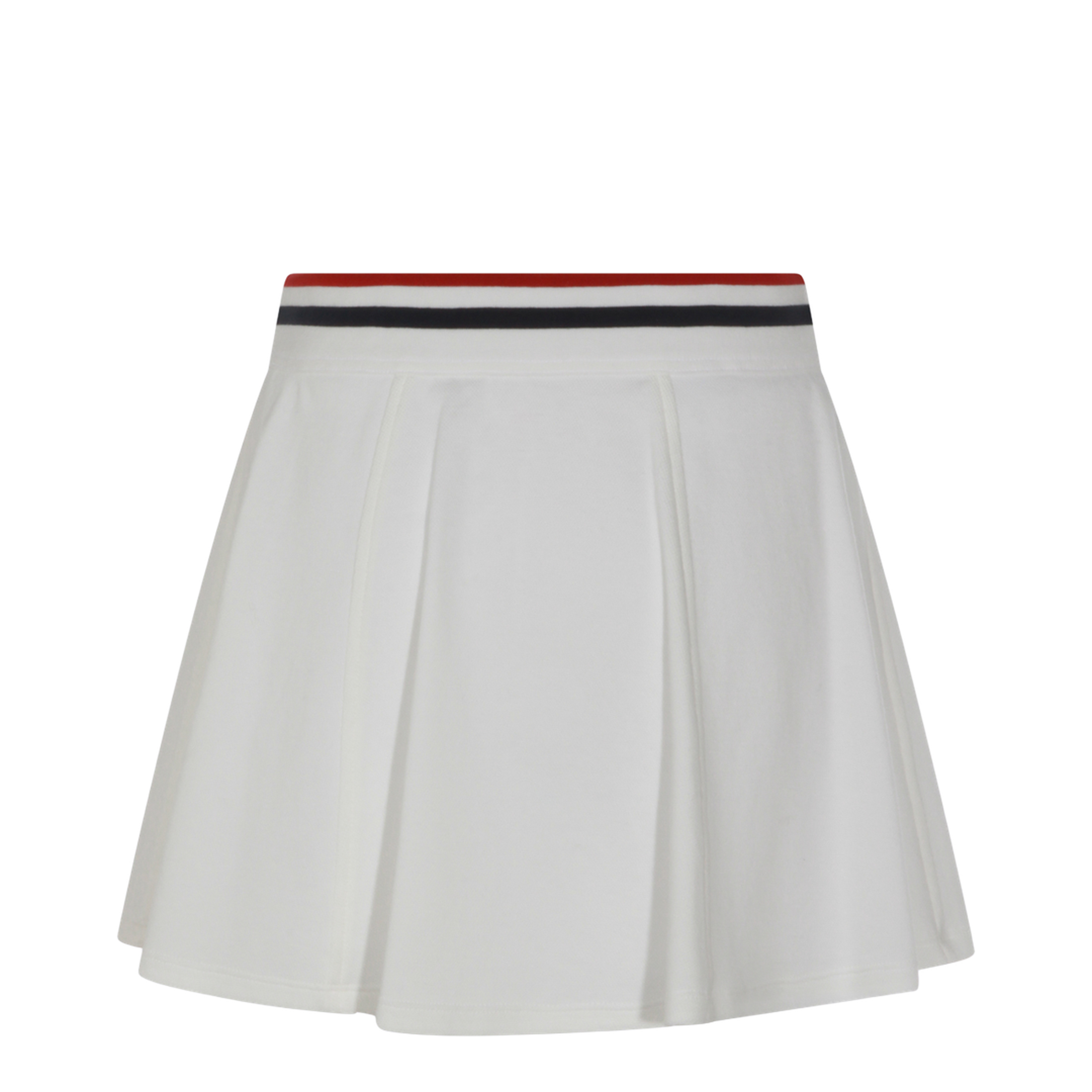 Striped-Trim A-Line Mini Skirt White