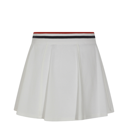 Striped-Trim A-Line Mini Skirt White