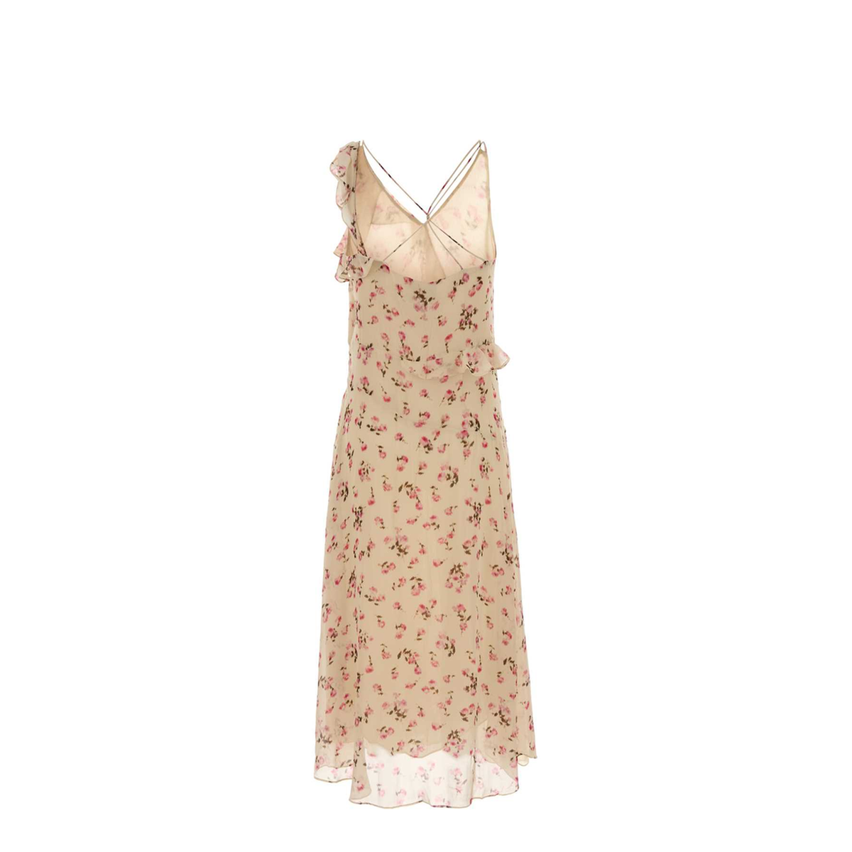 Beige Floral Pattern Dress