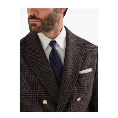 MAYFEYR - Brunello Cucinelli - Prince Of Wales One-And-A-Half Breasted Blazer With Metal Buttons - MV4167BPDG
