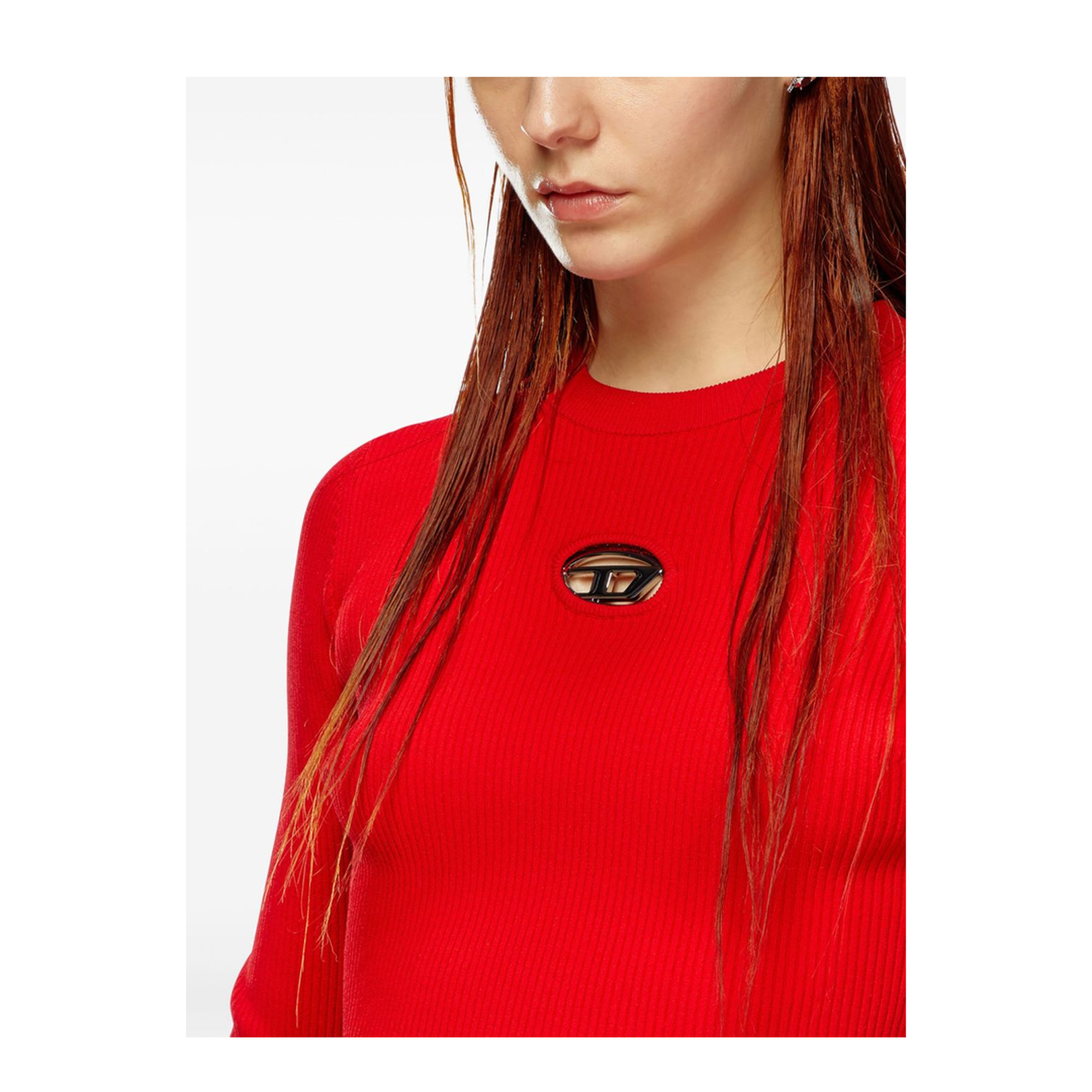 Rib-knit Viscose-blend Top with Oval D