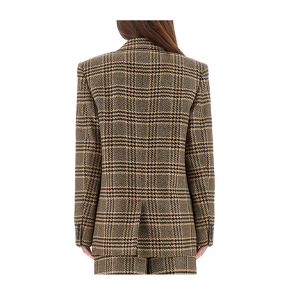 Jacket in Prince of Wales Silk and Cashmere in Black