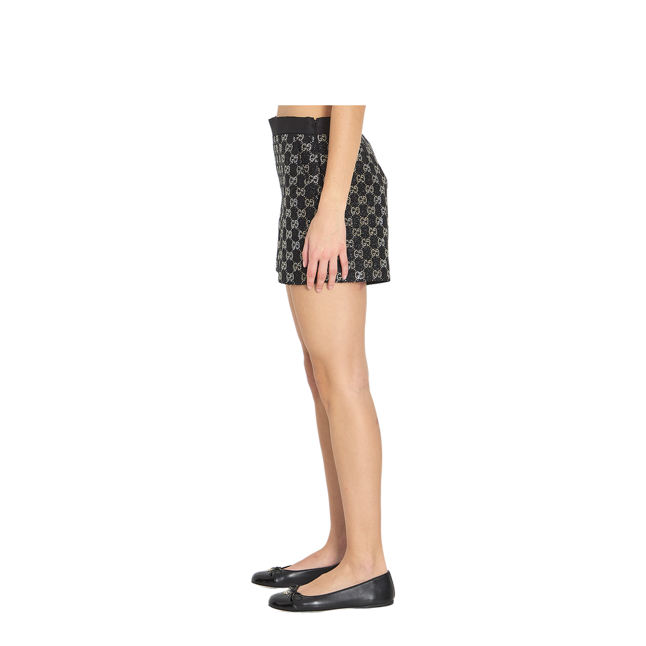 Embroidered Wool Tweed Lamé Shorts