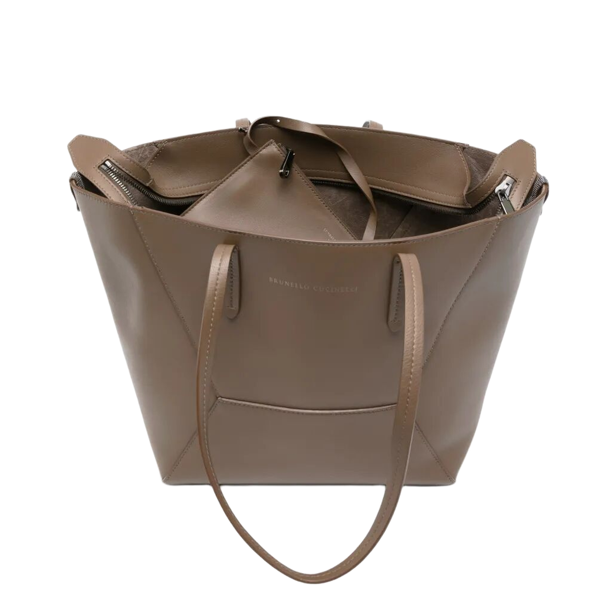 Leather Tote Bag with Pouch