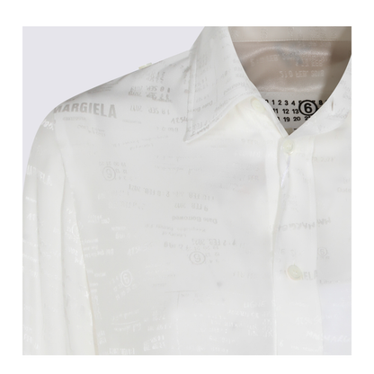 White Shirt with All-Over Logo Graphic