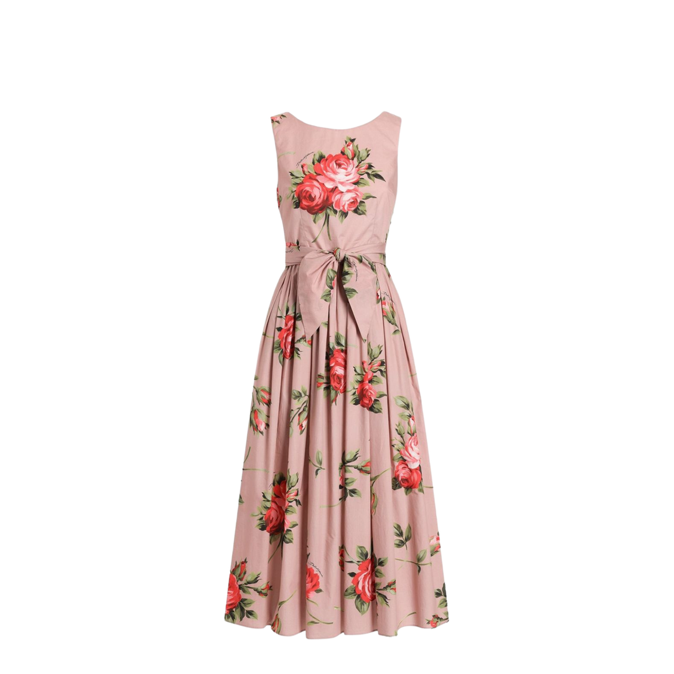 Rose Bouquet-Print Cotton Dress
