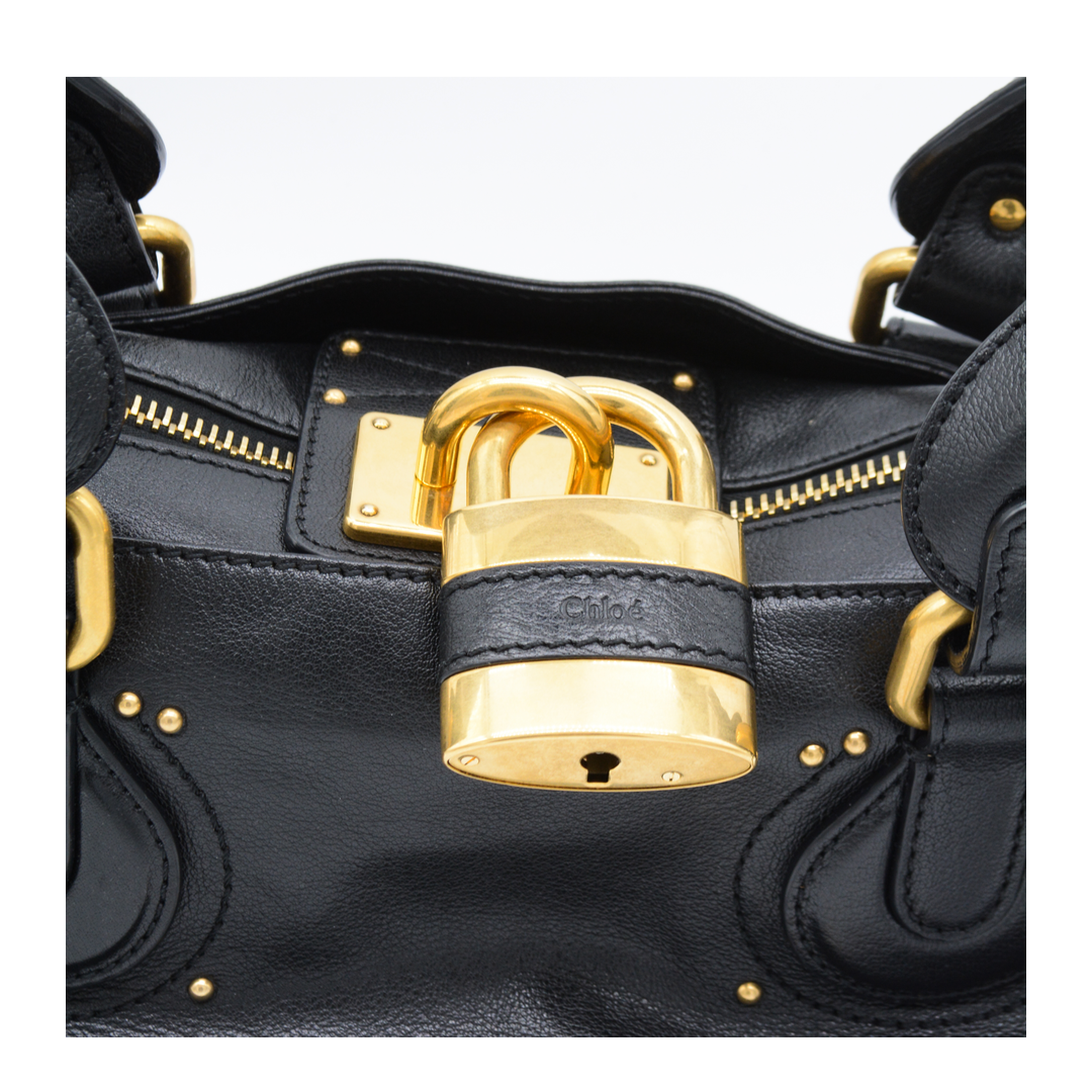 Paddington Grained Leather Handbag - Black