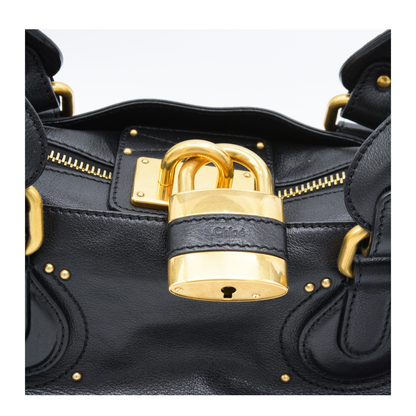 Paddington Grained Leather Handbag - Black