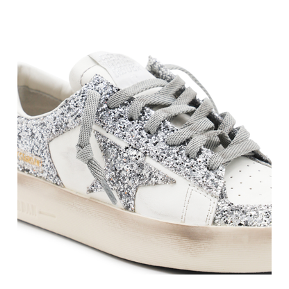 Stardan Sneakers in White and Silver Glitter