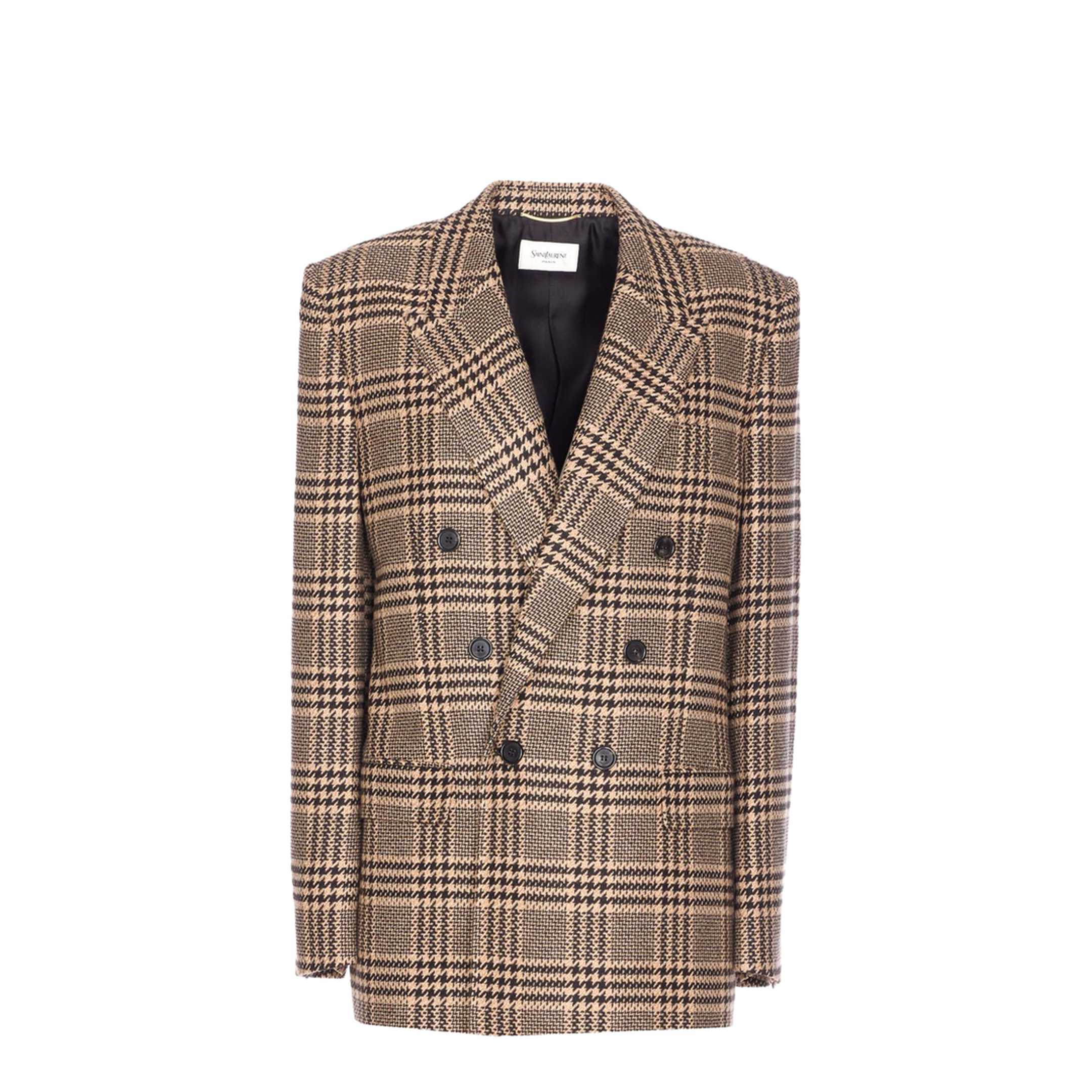 Jacket in Prince of Wales Silk and Cashmere in Black