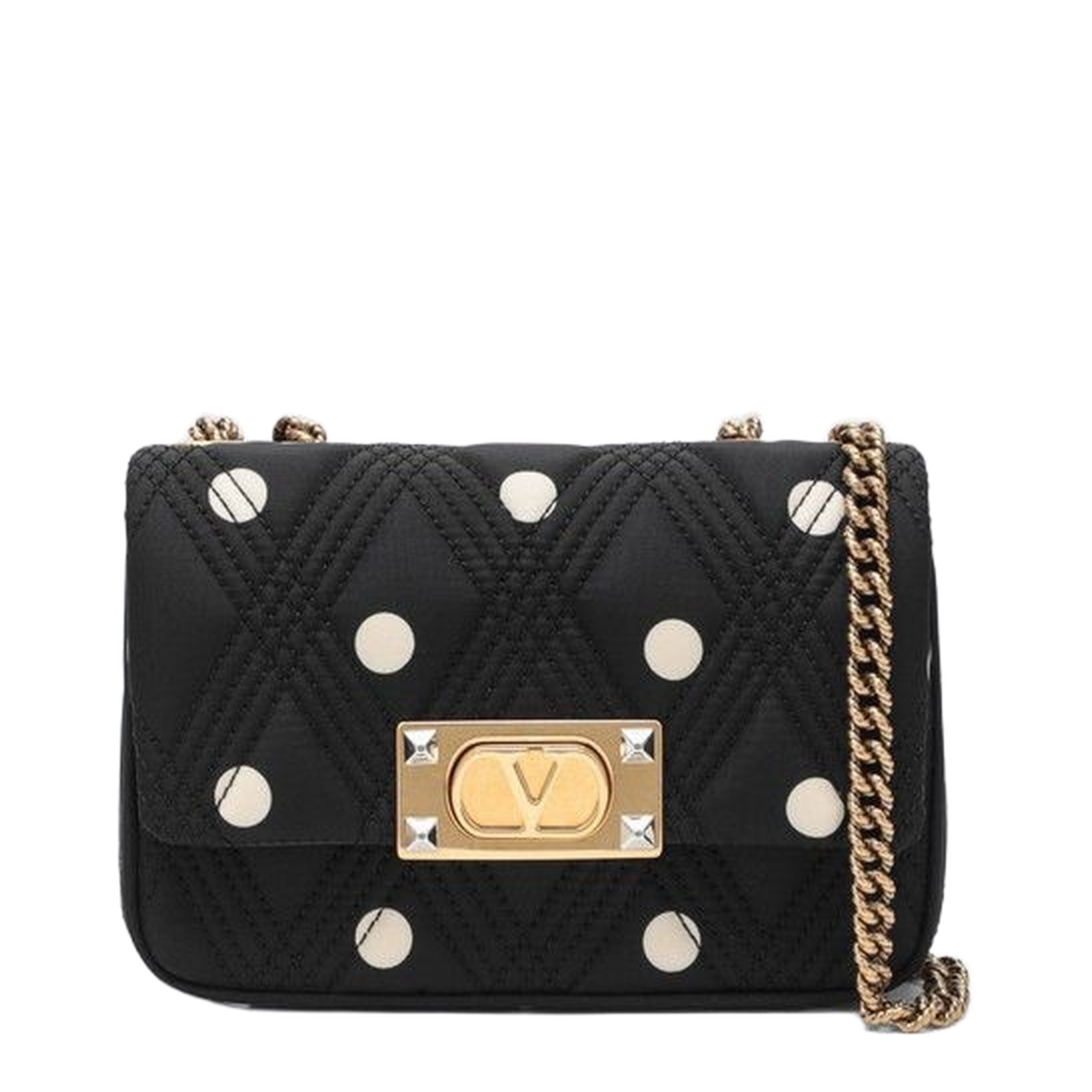 Black Quiltie 67 Bag with Ivory Polka Dots