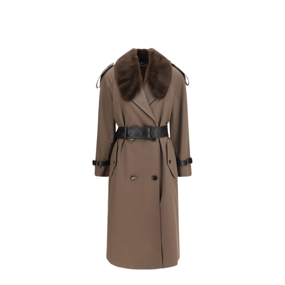 MAYFEYR - Burberry - Long Cotton Trench Coat With Buffalo Leather Collar - 8132302C6480