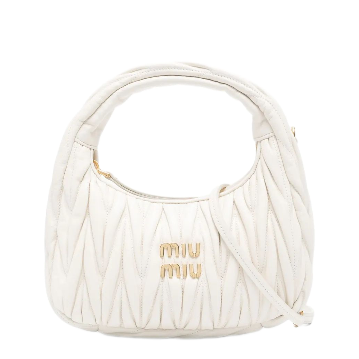 Wander Small Matelassé Nappa Leather Hobo Bag - White