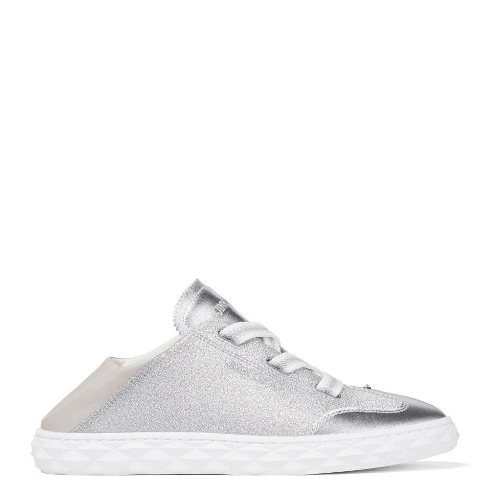 Silver Glitter Leather Trainers