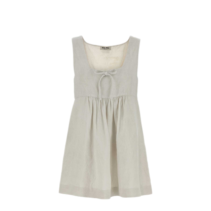 MAYFEYR - Miu Miu - Light Green Linen Mini Dress - MF6589SOOO6733F0K74