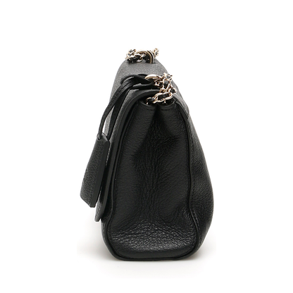 Lily Black Shoulder Bag with Twist Lock Closure