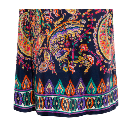 Blue Paisley-print Habotai Silk Tunic Short Dress