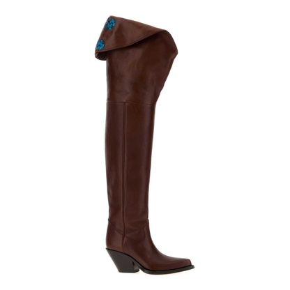 MAYFEYR - Chloè - Azelan Chocolate Leather Boots - CH26W21N1M25E