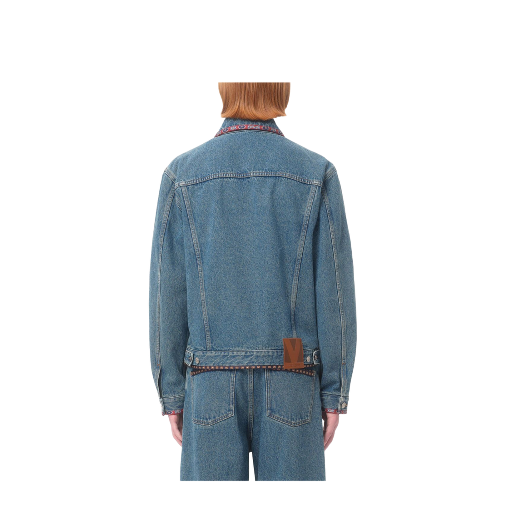 Denim Jacket With Beaded Embroidery And Printed Edges