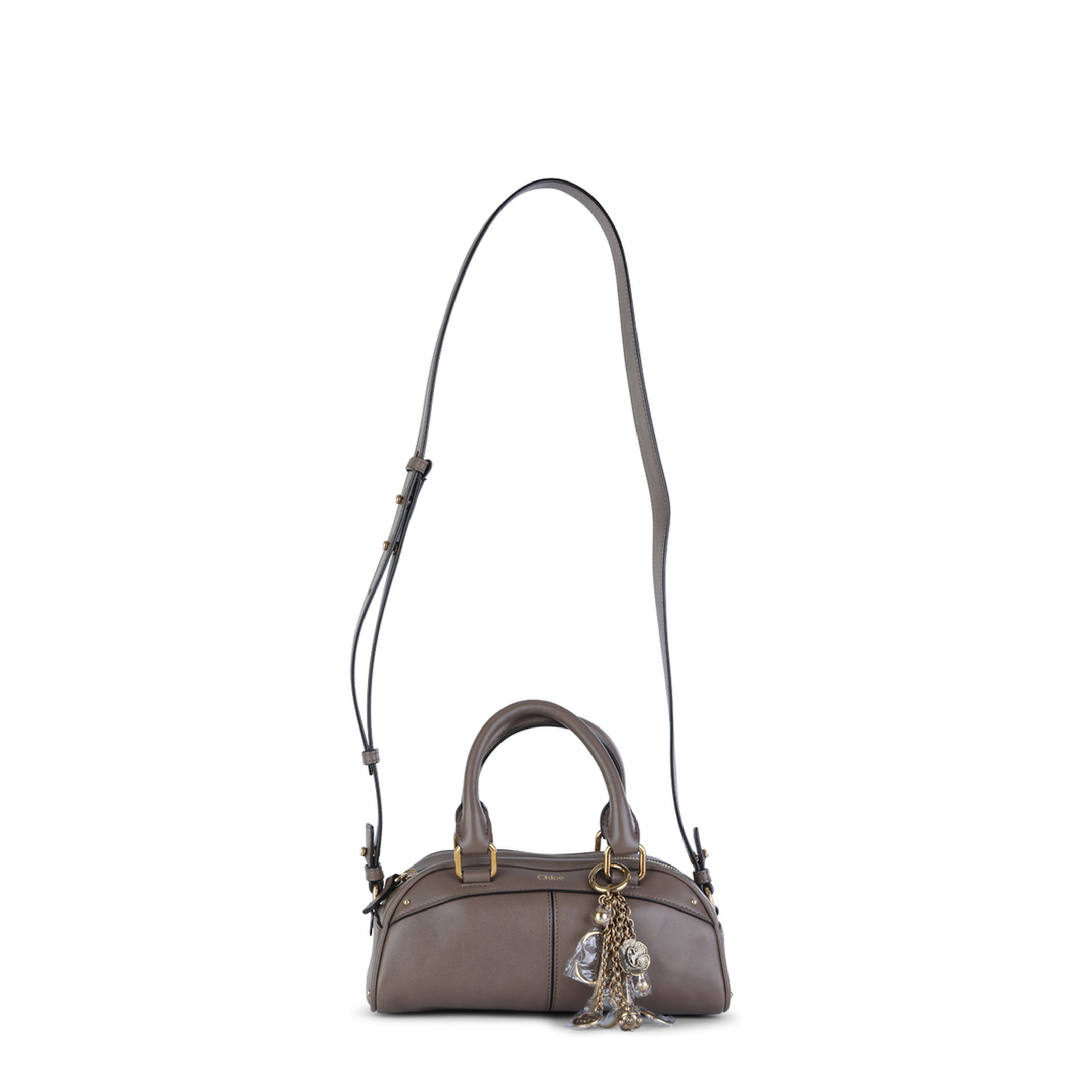 Small Bowling Bag in Soft Leather Beige