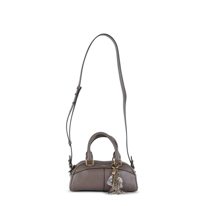 Small Bowling Bag in Soft Leather Beige