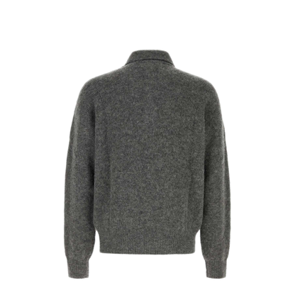 MAYFEYR - AMI - Dark Grey Stretch Alpaca Blend Polo Shirt - HPL405KN0021A189