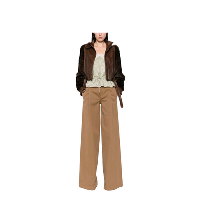 High-neck Short Jacket in Leather