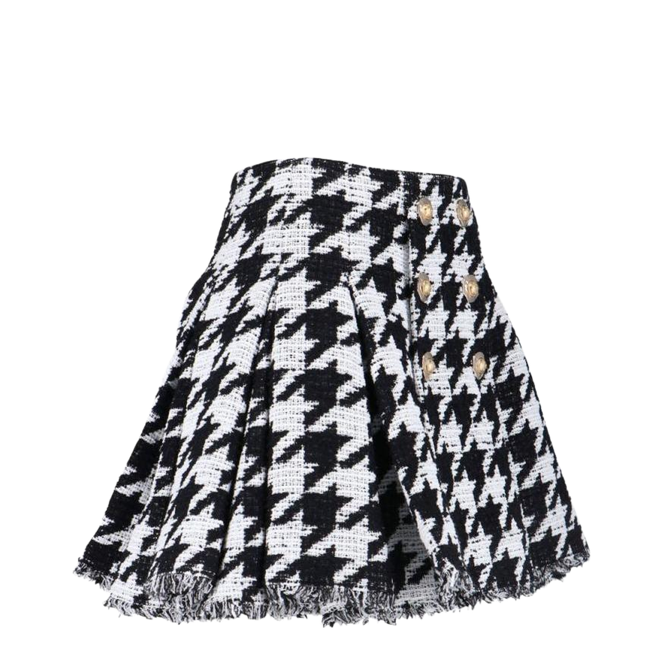 Tweed Pleated Mini Skirts Black