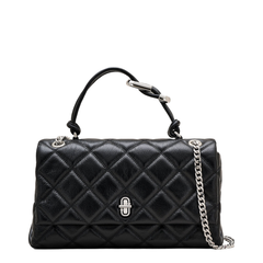 One Size Quilted Leather Shoulder Bag - Black