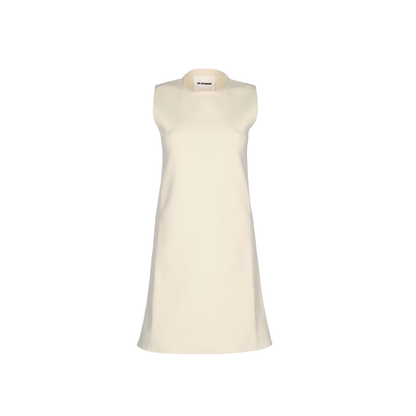 White Sleeveless Dress In Cotton