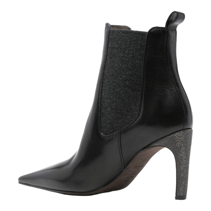 Leather Boots with Monili Detail on the Heel
