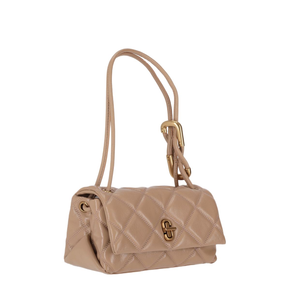 Mini Quilted Leather Shoulder Bag - Camel