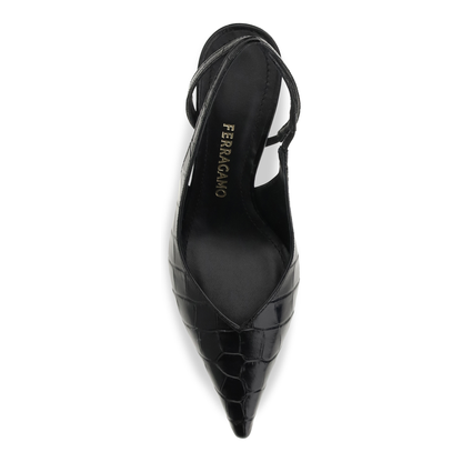 MAYFEYR - Ferragamo - Crocodile Effect Leather Slingback Pumps - 797305