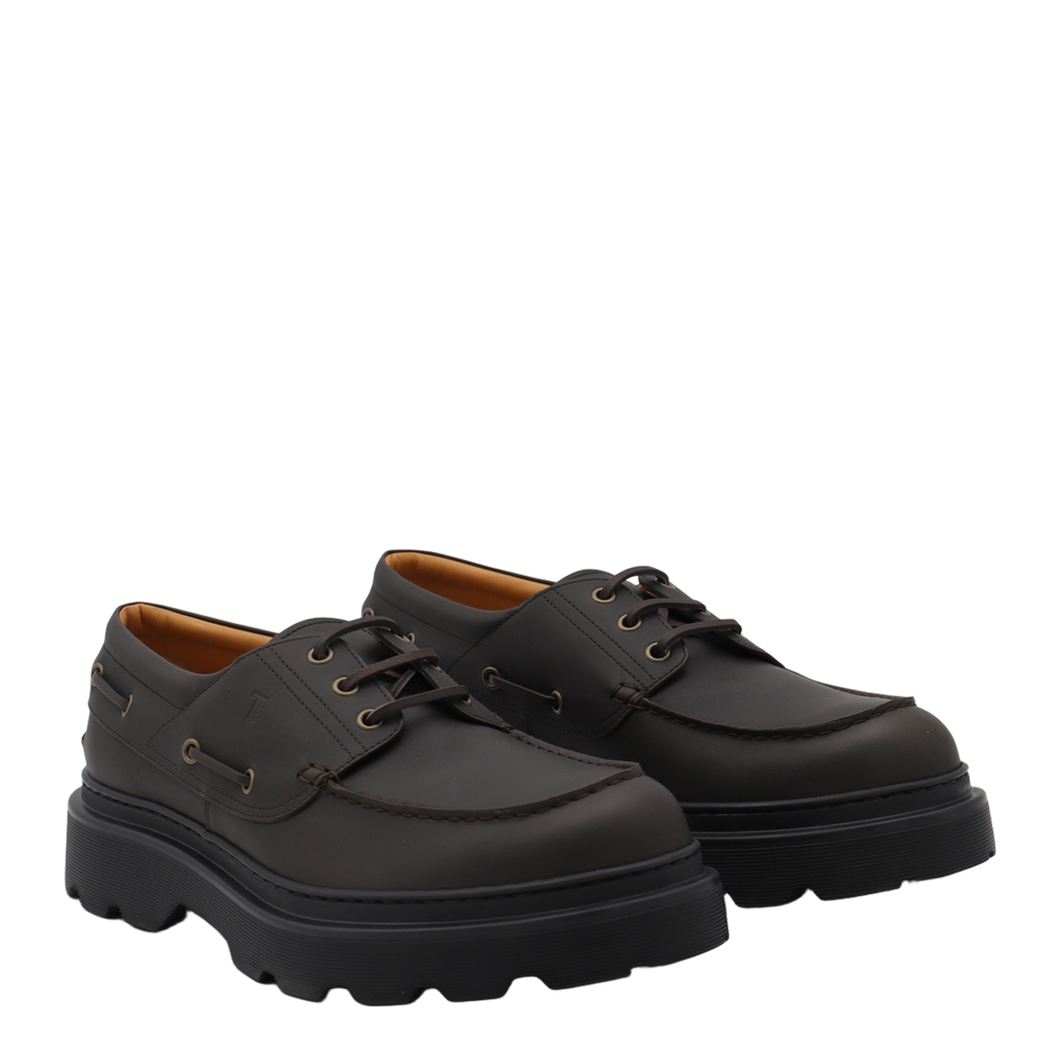 Coffee Brown Front Button Fastening Moc Stitching